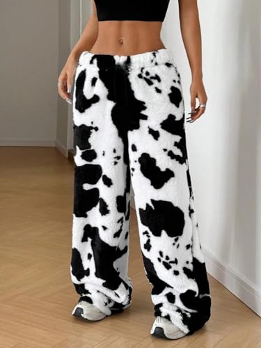 Image of Leopard Pants Women Therian Fuzzy Pajama Pants Y2k Cheetah Pants Grunge High Waisted Fluffy Pants