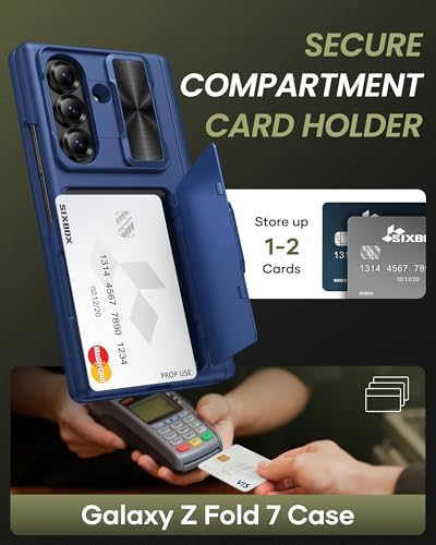 Image of for Samsung Galaxy Z Fold 7 Case Wallet, Built-in & Camera Cover & Card Holder & Hinge Protection & Screen Protector, Rugged Full Body Protective Phone Case for Galaxy Z Fold 7 2025, Blue