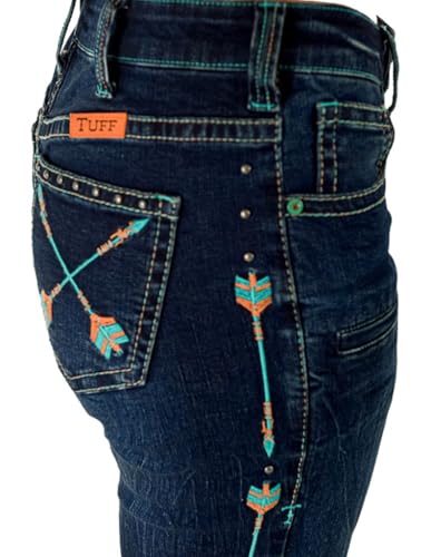 Cowgirl Tuff Western Jeans Womens Turquoise Arrows Dark Wash JTURAW3