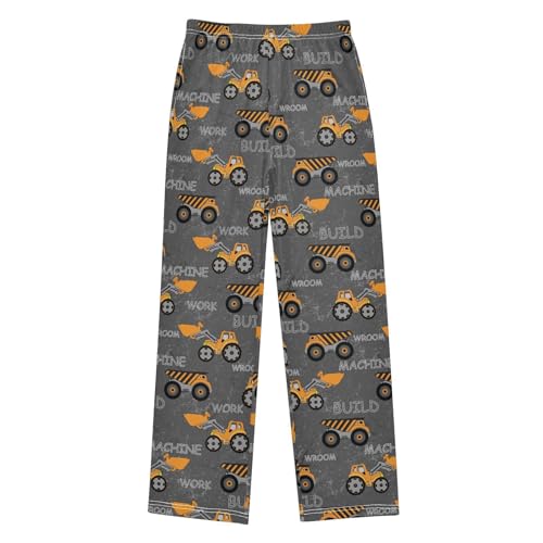 ZZXXB Retro Excavator Boys Long Pants Soft Trousers Elastic Waist Kids Lounge Bottoms with Pockets S-XL