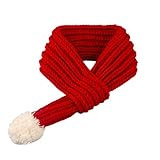 Yuyeran Dog Christmas Knitted Scarf Red Knit Scarves with Fuzzy Pompom Neck Warmer Bandana Xmas Holiday Winter Pet Puppy Cat Costume (L)