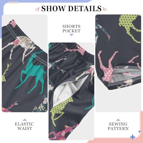 ZZXXB Colorful Reindeer Print Boys Long Pants Soft Trousers Elastic Waist Kids Lounge Bottoms with Pockets S-XL4