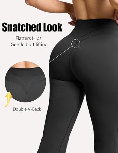 Olmlmt Flare Leggings for Women Butt Lifting - Crossover High Waisted Buttery Soft Gym Workout Yoga Pants