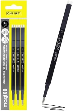 Online Erasable Refill Compatible with Pilot Frixion, MagiXX I Black 0.7mm Line Width I Erasable Ink