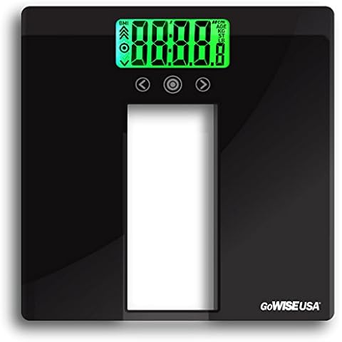 GoWISE USA Body Mass Index Scale with Three Color LCD Indicator - 440 LBS Capacity Tempered Glass GW22039 Cover