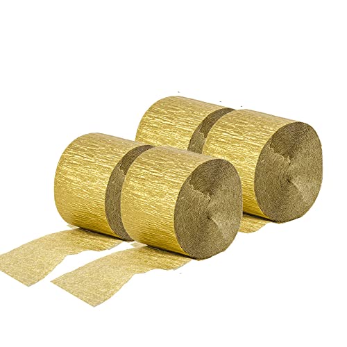Serpentin en Papier Crépon Or,Lot de 12 Rouleaux Papier de Or Crêpe Streamers 4.5cmx24m