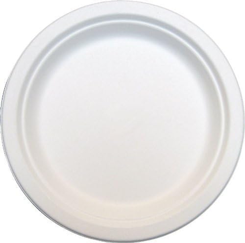 125 x Round 7" Strong Paper Plates Biodegradable Bagasse Disposable for Side Dessert Starter Snack - 19cm Diameter