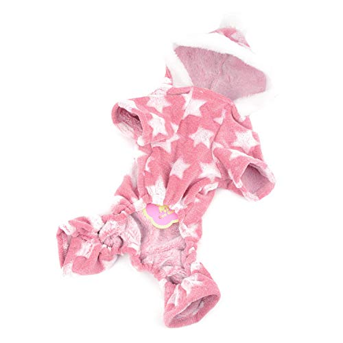 Zunea Small Dog Pyjamas Jumpsuit Puppy Hoodie Coat Clothes for Dogs Girl Boy Winter Warm Pajamas Outfits Overall Jumper Soft Pet Apparel Pink L (Pls Check the Size of Chest and Back Before Order) - Image 3