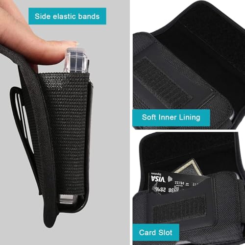 Image of Phone Holster for Men - 6.8'' Nylon Belt Clip Pouch with Card Holder | Mobile Purse Holster Case for All Phones - Large Capacity, Durable & Lightweight (Black, XXL)
