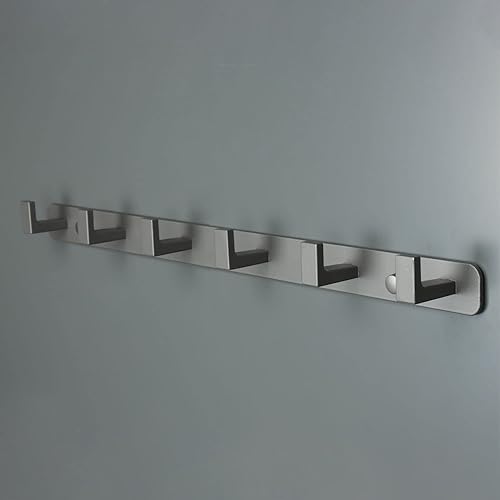 Miniatura 10 de Perchero de acero inoxidable resistente para 6 ganchos de tres abrigos, gancho de pared de almacenamiento montado en la pared, gancho de ropa