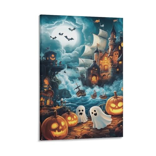 Peintures sur toile Halloween de village pour la décoration de la maison 30x45cm