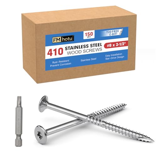 Image of #8 x 2.5 Stainless Steel Deck Screws, 150Pcs 410 Grade Stainless Steel