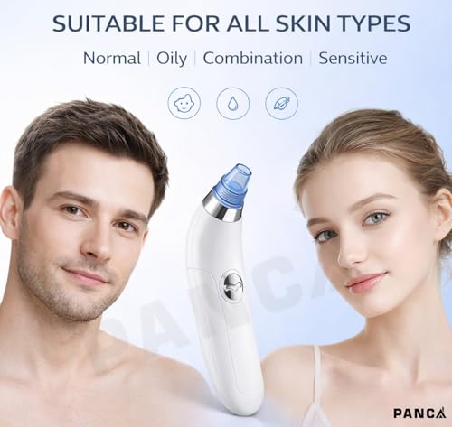 Image of PANCA Blackhead Remover Vacuum for Face | 4 in 1 Pore Cleaner Suction Device with Multiple Heads | Facial Cleansing Tool for Blackhead Whitehead Removal for Men & Women