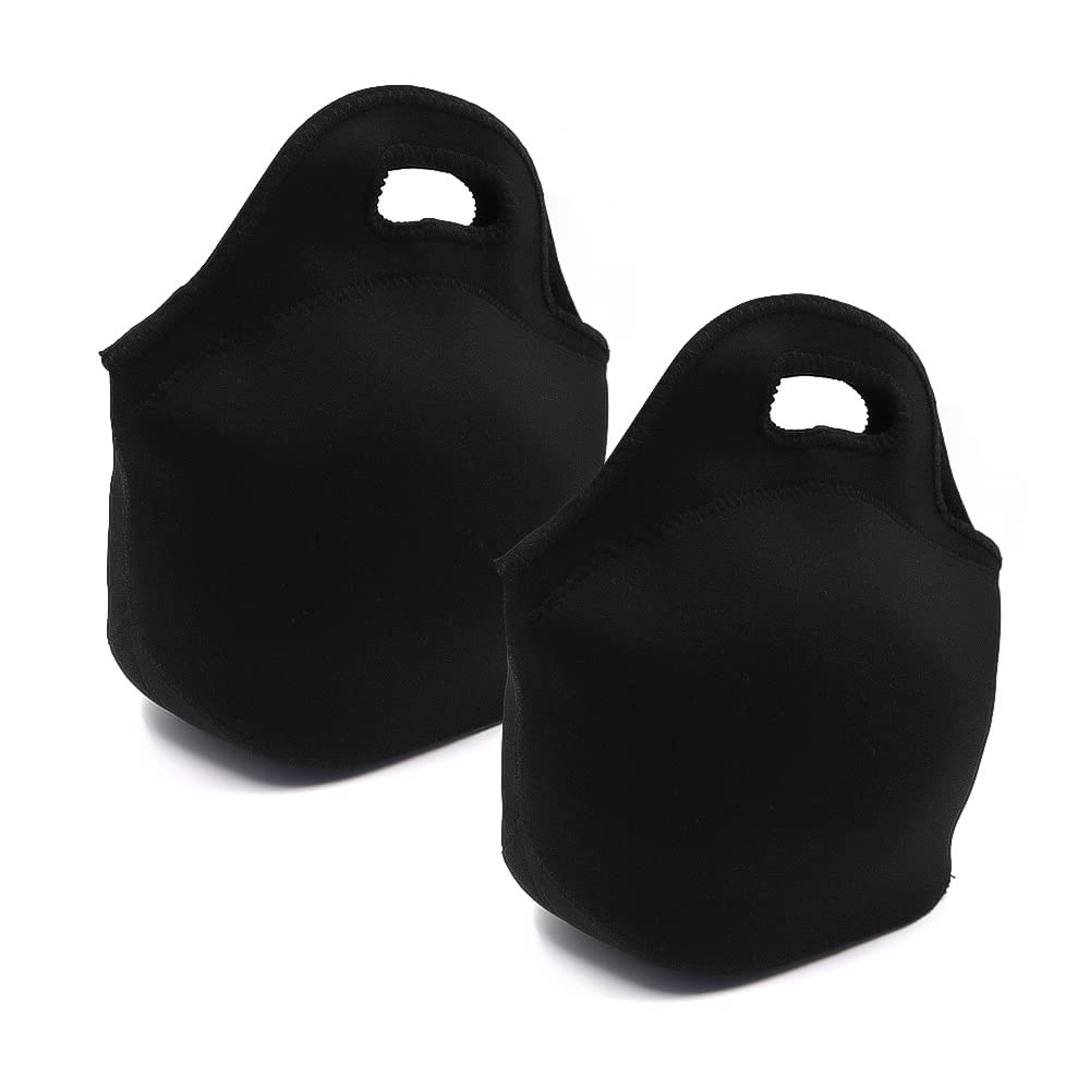 Chihutown 2 Pcs Black Neoprene Lunch Bag, Lunch Bags for Girl Boy Teens Insulated Lunch bag, Thermal