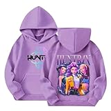 K Pop Demon Hunters Hoodie Jungen Kapuzenpullover mit Anime Drucken Casual Langarm Pullover Für Mädchen Hip Hop Streetwear Lustige Sweatshirt Oberteile Herbst Winter Sport Hoodies 2-14 Jahre