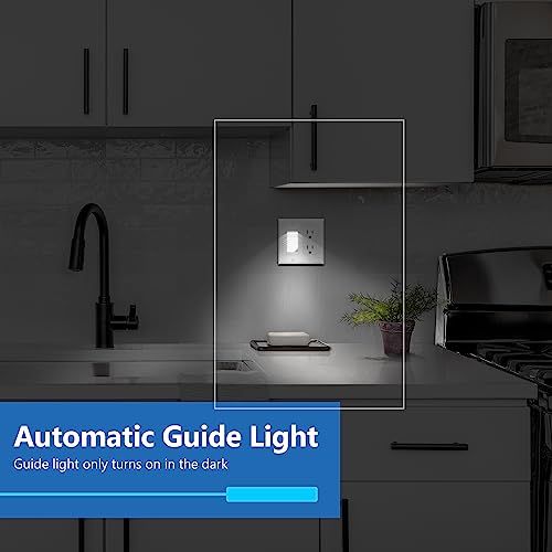 Image of LIDER Full Face LED Decorator Guide Light with Automatic Daylight Sensor, Decorator Night Light, 120VAC /15A, LGL-FL-WWP, Wall Plate Included, UL Listed, Thermoplastic, Matte White, 2-Pack