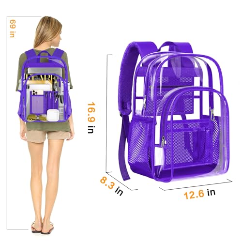 Image of PAMANO Clear Backpack, Heavy Duty Transparent Reinforced Bottom See Through for College, Travel Work Security