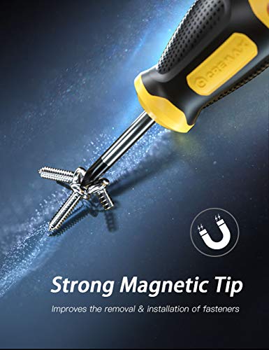 Magnetic Screwdriver Set 10 PCS, CREMAX Professional Cushion Grip 5 Phillips and 5 Flat Head Tips Screwdriver Non-Slip for Repair Home Improvement Craft