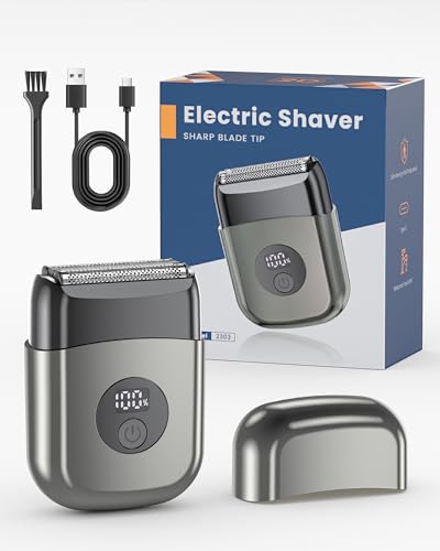 Electric Razor for Men Face,IPX7 Waterproof Electric Shavers Beard Trimmer for Men, LED Display & Type-C Rechargeable, Portable Wet & Dry Mini Travel Foil Shaver, Ideal Christmas Gifts Birthday Gifts