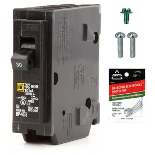 FalconSupply Genuine Square D Homeline 30 Amp Circuit Breaker Kit (1 Pack) HOM130 Single Pole (1-Pole) 30A 120V 10kAIC UL Listed Plug-in Standard for Load Center Panel Box New Replacement