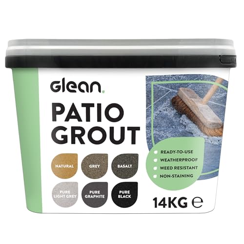 GLEAN Patio Grout | GREY | 15kg - 20m Coverage | Jointing Compound | Brush in Patio Grout for Paving Patios & Block Paving | Self Setting All Weather Application | Ready Mixed
