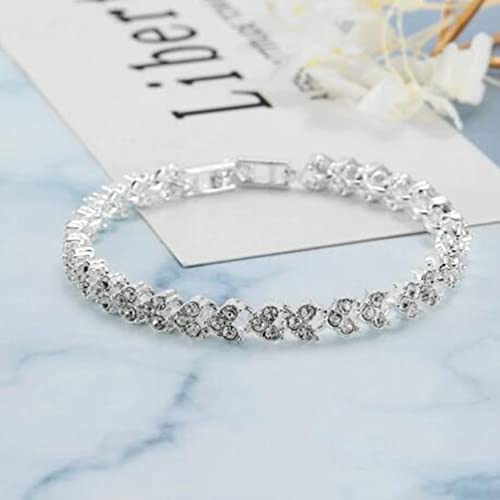3 Pcs Luxury Roman Crystal Bracelet For Women Fashion Heart Chain Bracelets Rhinestone Bangle Wedding Bridal Jewelry Accessories Gifts #TOP4