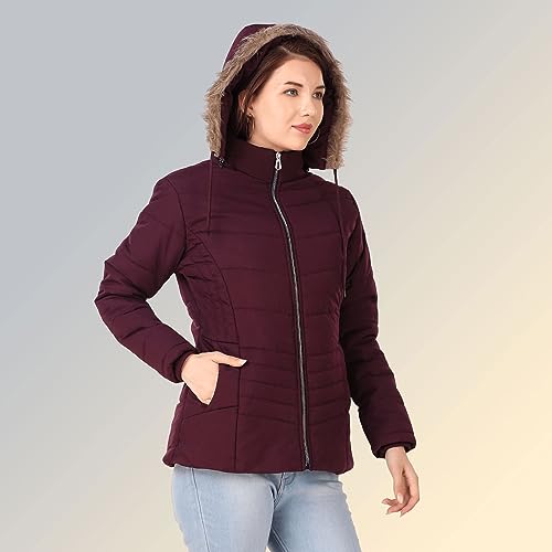 Image of Brazo Girls and Women's Puffer Regular Fit Bomber Jacket For Winter Wear | Hooded Neck | Full Sleeve | Zipper | Casual Jacket For Woman & Girl | Western Stylish Jacket For Women