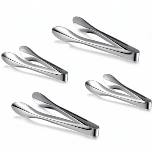 Yiyiring 4 Pack Silver Polished Serving Tongs 9 Inch,12 Inch