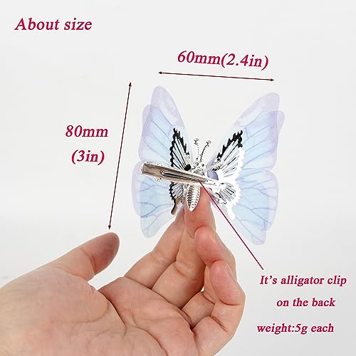 Set de 2 Pinzas Medianas para Cabello con Alas Colgantes de Mariposa Azul miniatura 7