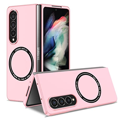 Coque Samsung Galaxy Z Fold 4 compatible MagSafe rose avec protection de charnière intégrée