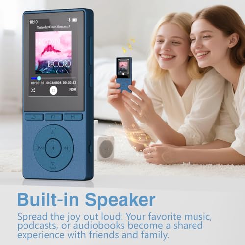 Image of 64GB MP3 Player with Bluetooth 5.3, Color Screen 2.4 inch, Music Player with HiFi Sound, MP3 Players Built in HD Speaker Voice Recorder E-Book, Expanded Up to 128GB, Earphone Included, for Sports Runner