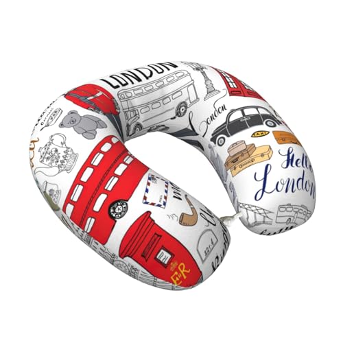 Almohada de viaje de poliéster negra ajustable miniatura 2