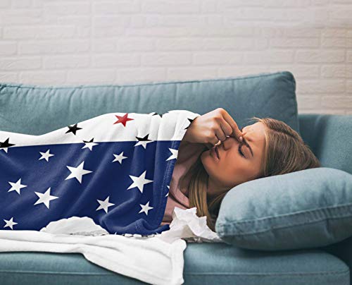 American Stars On Red White Blue Blankets, Flannel Fleece Lightweight Comfort Bed Throws Color Block Usa Flag Bedcover All Season Use For Bedroom/Living Room/Office/Travel/Camping 50"X60" #TOP3