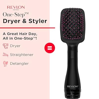 REVLON One-Step Hair Dryer and Styler, All-in-One Hair Brush Straightener for Salon-Quality Smooth & Straight Styles, Black