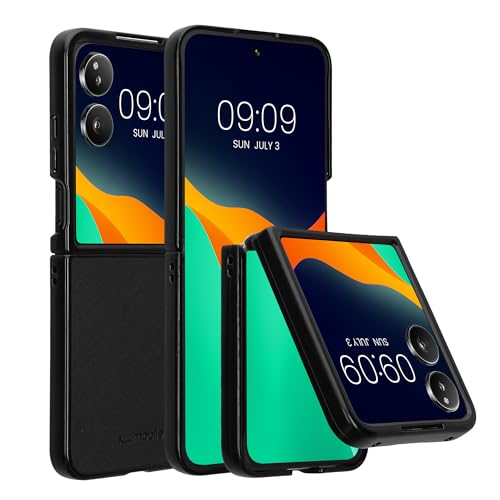 kwmobile Case Compatible with Xiaomi MIX Flip - Case Synthetic Leather Protective Phone Cover - Black