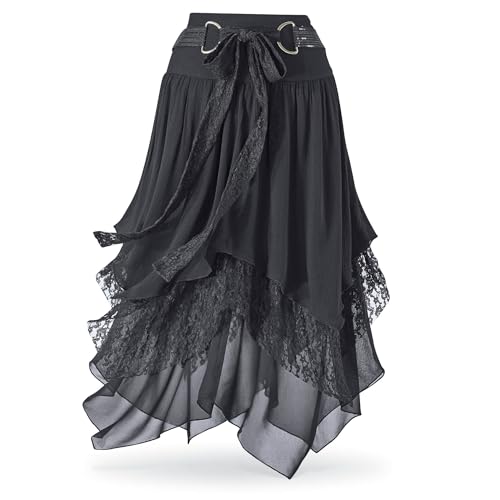 SAGEFINDS Belted Handkerchief Skirt Black