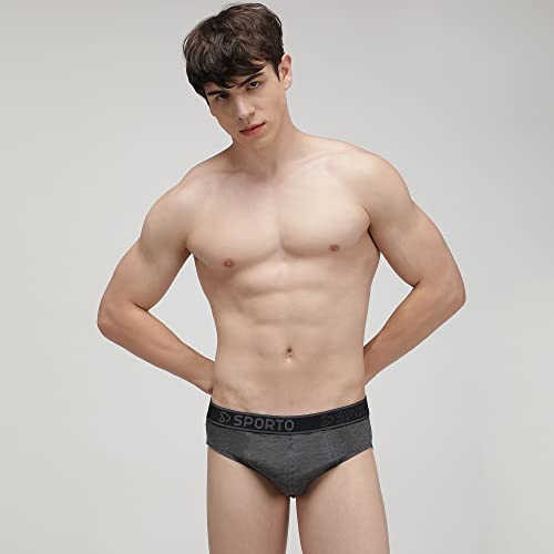 Image of sporto Men's Solid Cotton Brief with Soft Elastic Waistband (Pack of 3) Black