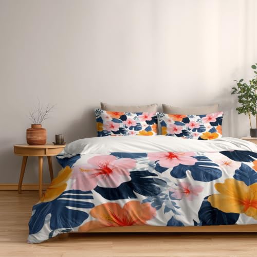Parure housse de couette motif fleur dessin main en microfibre supérieure