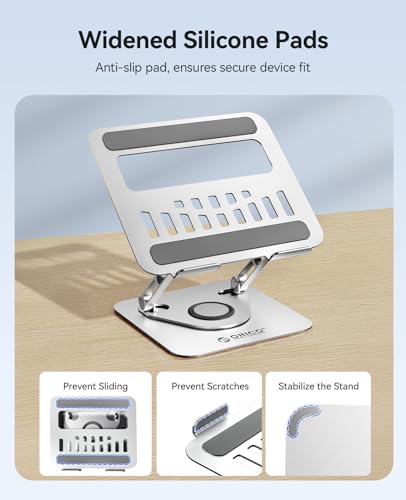 ORICO Adjustable Laptop Stand for Desk, 360° Rotating Base, ST12-Silver - image 6
