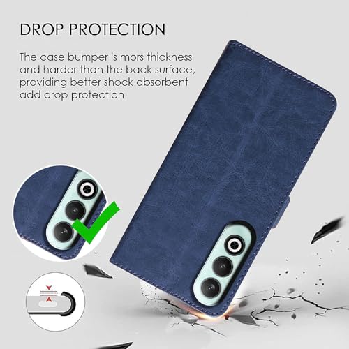 Image of Amazon Brand - Solimo Flip Leather Mobile Cover (Soft, Flexible & Kickstand Back case) Compatible for OnePlus Nord CE4 5G (Blue)