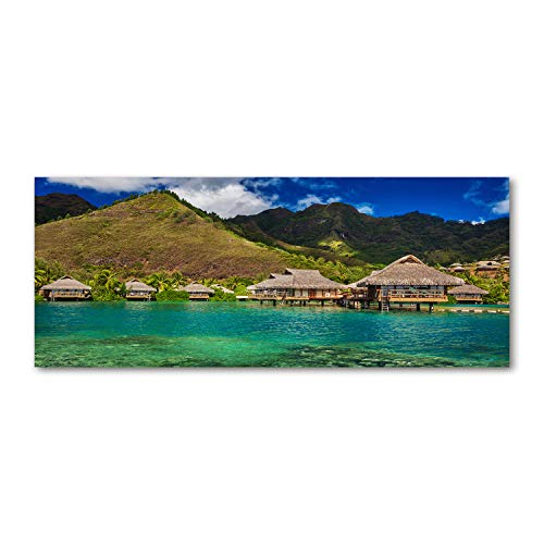 Crédence de cuisine 125x50cm en verre trempé paysage vert pour fond de hotte