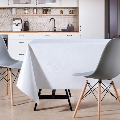 Nappe de luxe en vinyle blanc 140x200 style ciree haut de gamme pour réception - 7