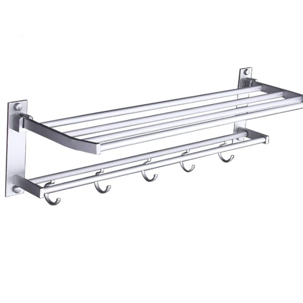Towel Rails 2 Layer Aluminum Wall-Mounted Shower Shelf Metal 40Cm Bathroom Towel Coat Rack Shower Tray Bathroom Towel Bracket Towel Racks