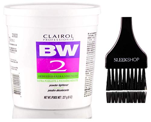 Clairol BW2 Basic White Powder Lightener BW2 Extra Strength, Dedusted (w/Sleek Tint Brush) BW 2 Hair Lightening, Bleaching, Blonding, Bleach (8.0 oz TUB (BW2 Formula))