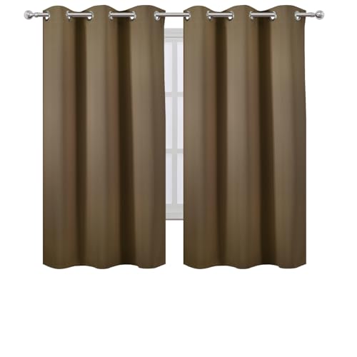 Image of LEMOMO Blackout Curtains 42 x 63 inch /Brown Curtains Set of 2 Panels /Thermal Insulated Room Darkening Bedroom Curtains