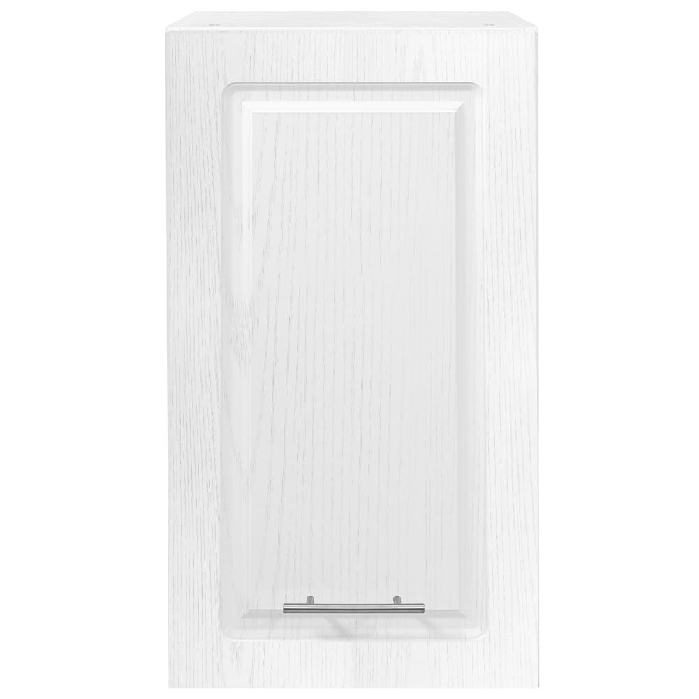 Shally Dogan Pensile da Cucina a Parete Design Boiserie, Armadio Sospeso in Legno con Anta Singola, 1 Ripiano e 2 Scomparti, Armadietto da Muro Spazioso, 40 x 32 x 75H cm (Bianco Frassinato)