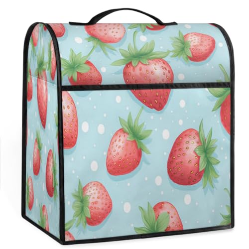 Coffee Maker Cover Cute Strawberry Kitchen Appliance Covers Small Appliance Covers Blender Cover Juicer Cover Dust Covers for Kitchen Appliances with Top Handle and Pockets,Washable,B622