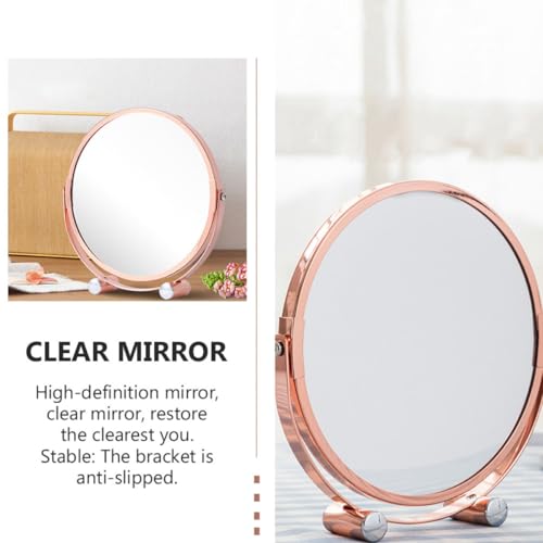Espejo de maquillaje doble rotatorio 360° de mesa miniatura 3