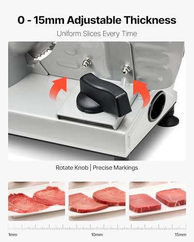 Image of VEVOR Meat Slicer, 6.7 inch 150W Electric Deli Slicer Machine with 2 SUS420 Blades, 0-0.6 inch Adjustable Thickness, ETL Certified Home Food-Slicer for Meat, Ham, Baguett, Steak