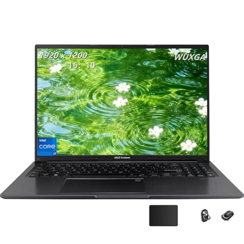 Image of ASUS Vivobook 16 Laptop, 16 inch IPS (1920x1200) WUXGA Display, Intel i7-1355U, 10-Core, 16GB DDR4 RAM, 512GB PCIe SSD, BK, Black, Intel Iris Xe Graphics, Windows 11 Home, TWE Accessories